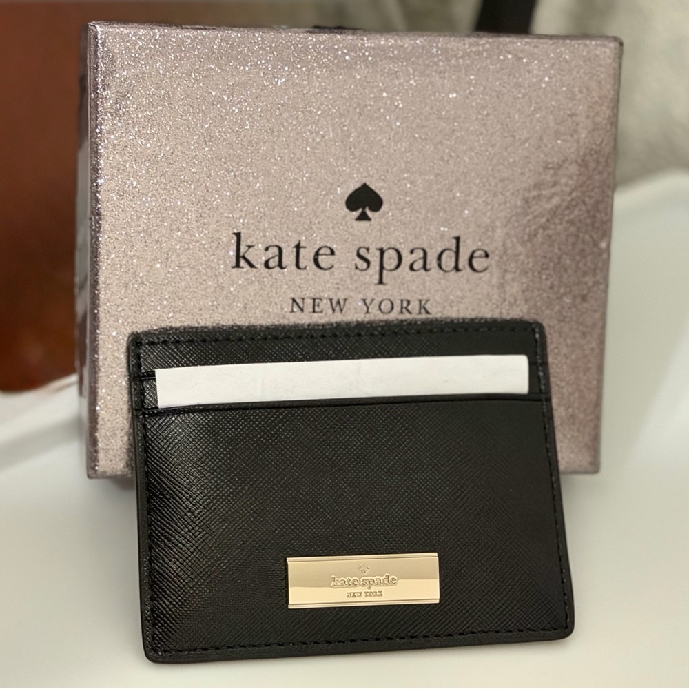 Kate Spade Kenzie Patent Saffiano Slim
Card Holder Black NWT Boxed